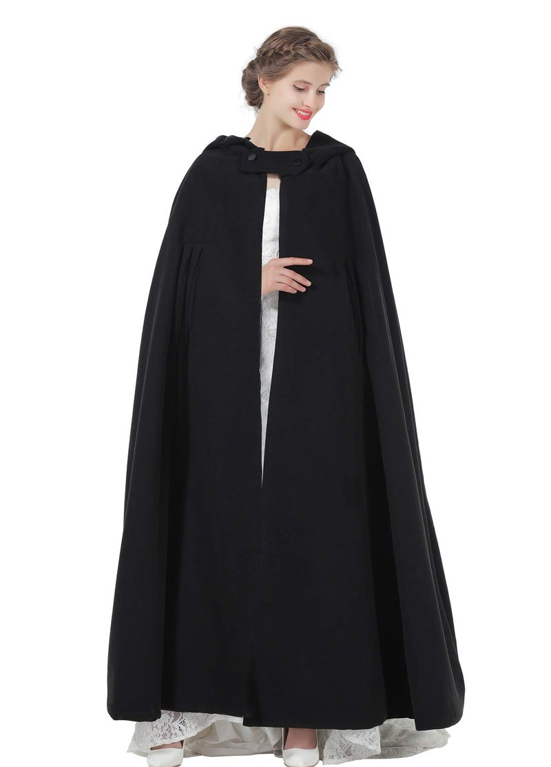 BEAUTELICATE Hooded Cloak Wedding Cape for Women Bridal Winter Robe Wool Blend Halloween Costume Christmas - Image 1